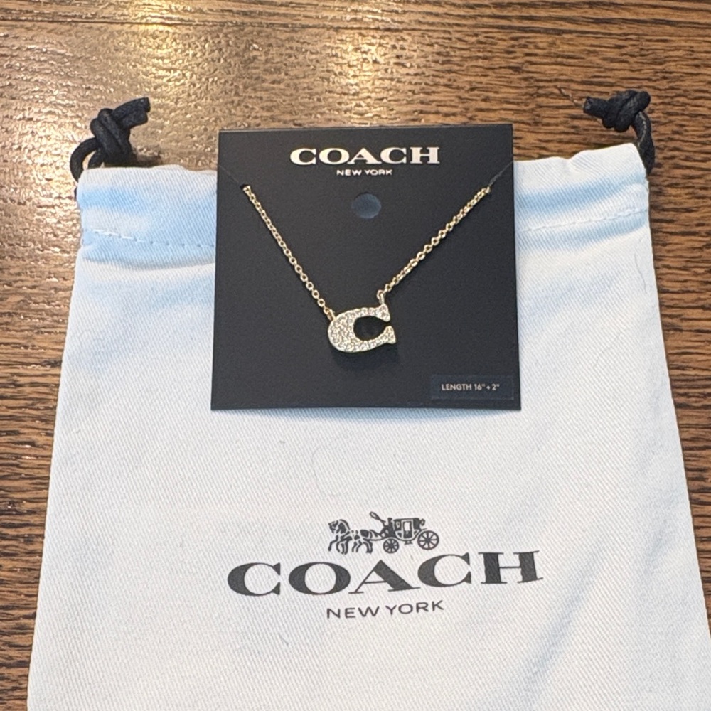 Coach Gold Crystal 'C' Pendant Necklace - Gold